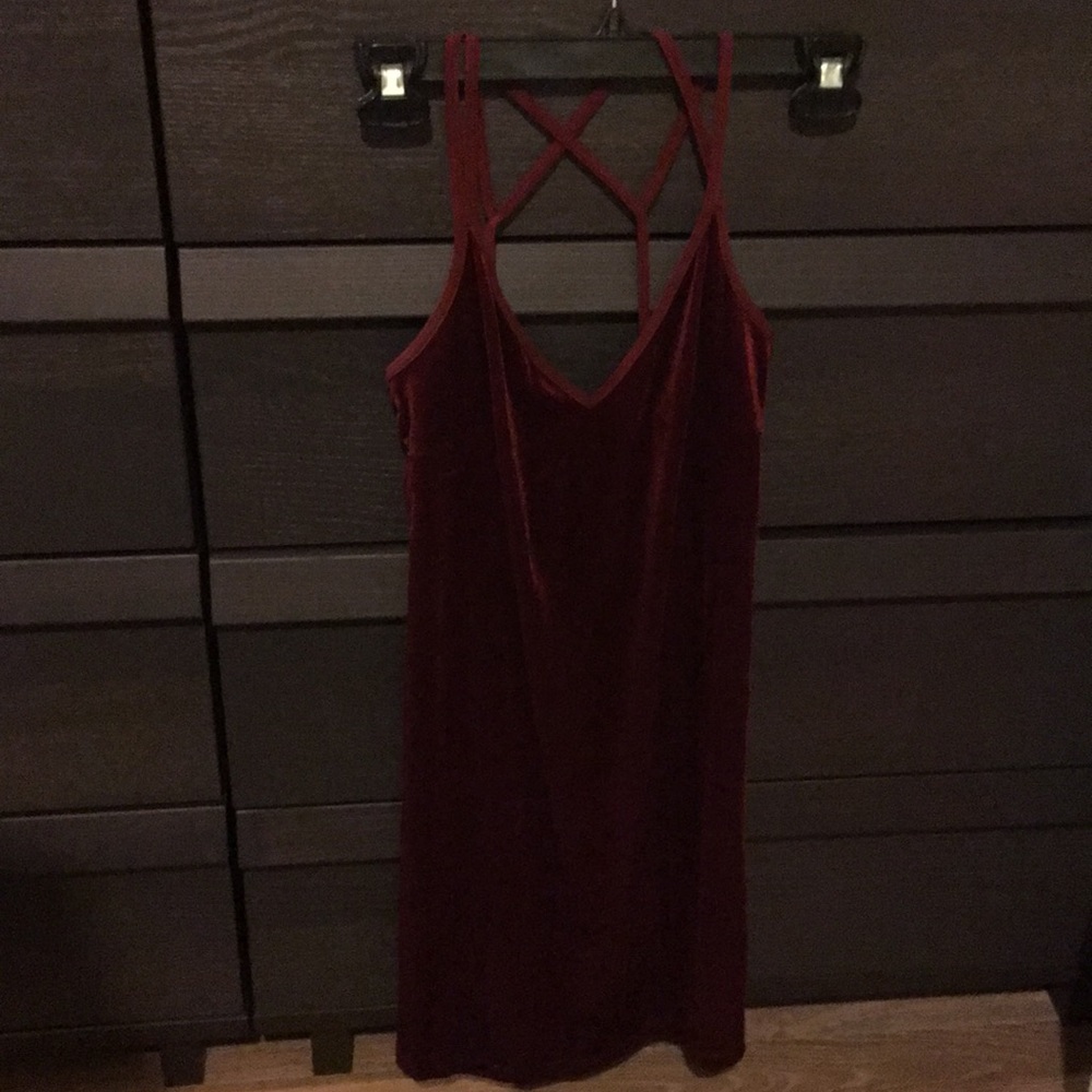 Topshop 6P Maroon velvet dress